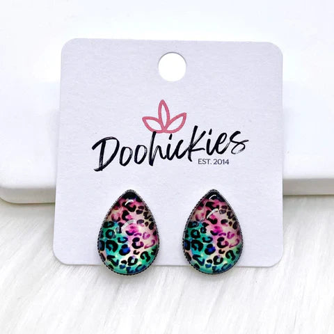Big as Texas Bright Leopard Teardrop Earrings