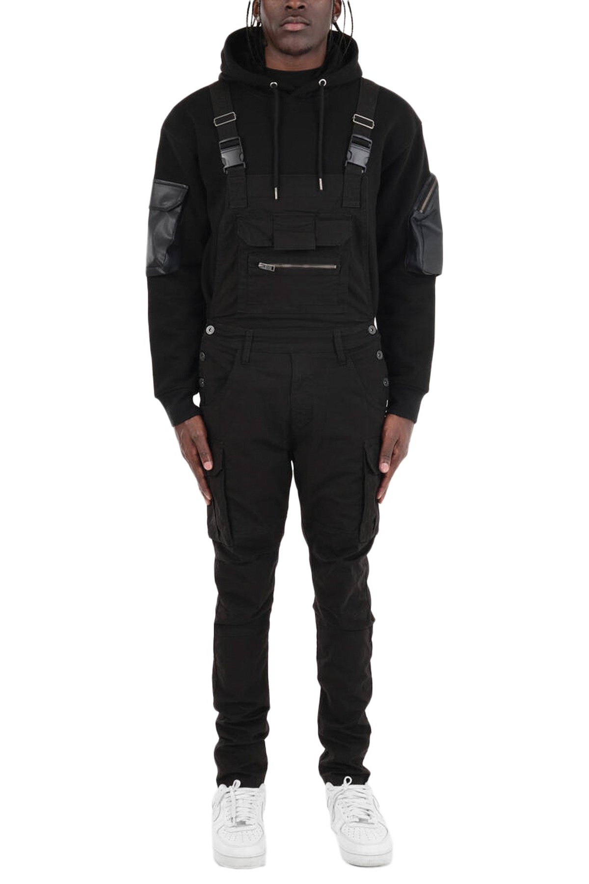 Men's Side Button Opening Cargo Pockets Overalls