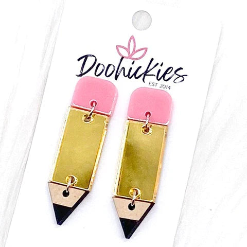2" Lil' Pencil Acrylic Dangles - Gold Mirror