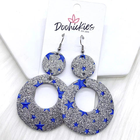 Glittery Patriotic Double O's - Silver & Blue
