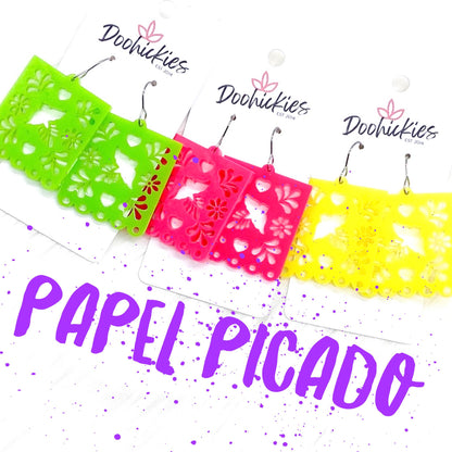 1.5" Papel Picado Earrings - Yellow