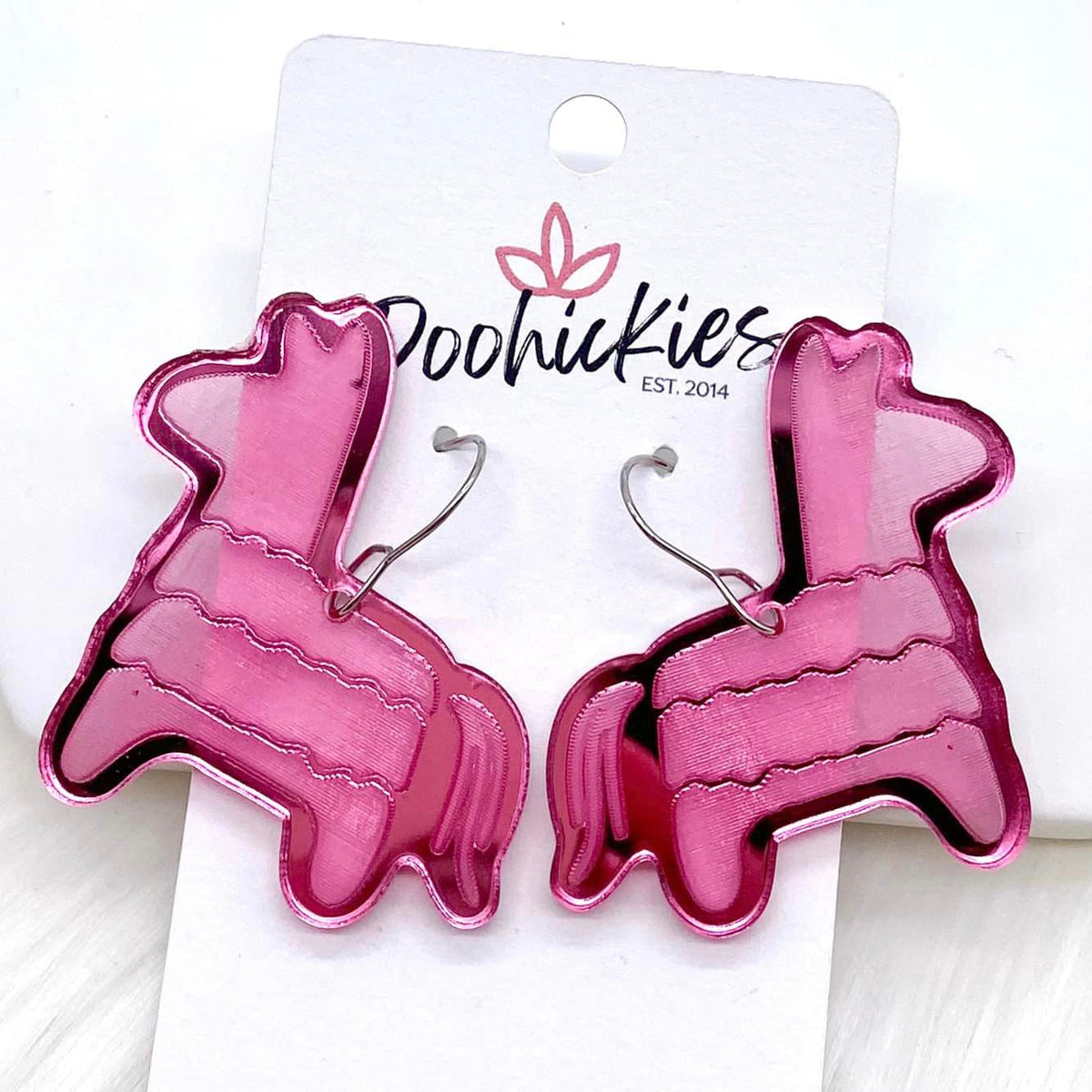1.5" Fuchsia Pinata Acrylic Earrings