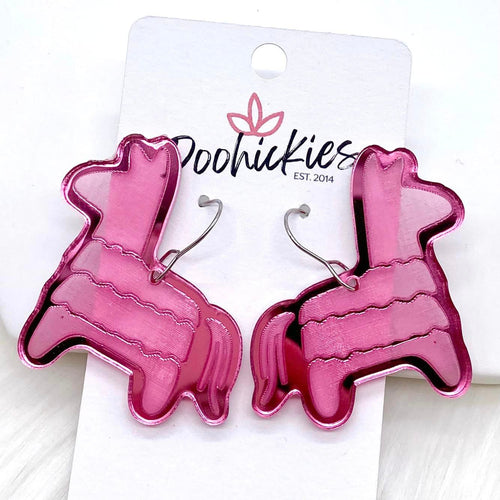 1.5" Fuchsia Pinata Acrylic Earrings
