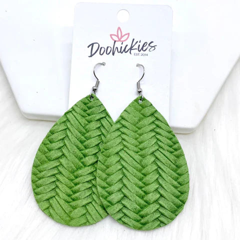 2.5" Mexican Confetti Collection Earrings - Summer Green Braided