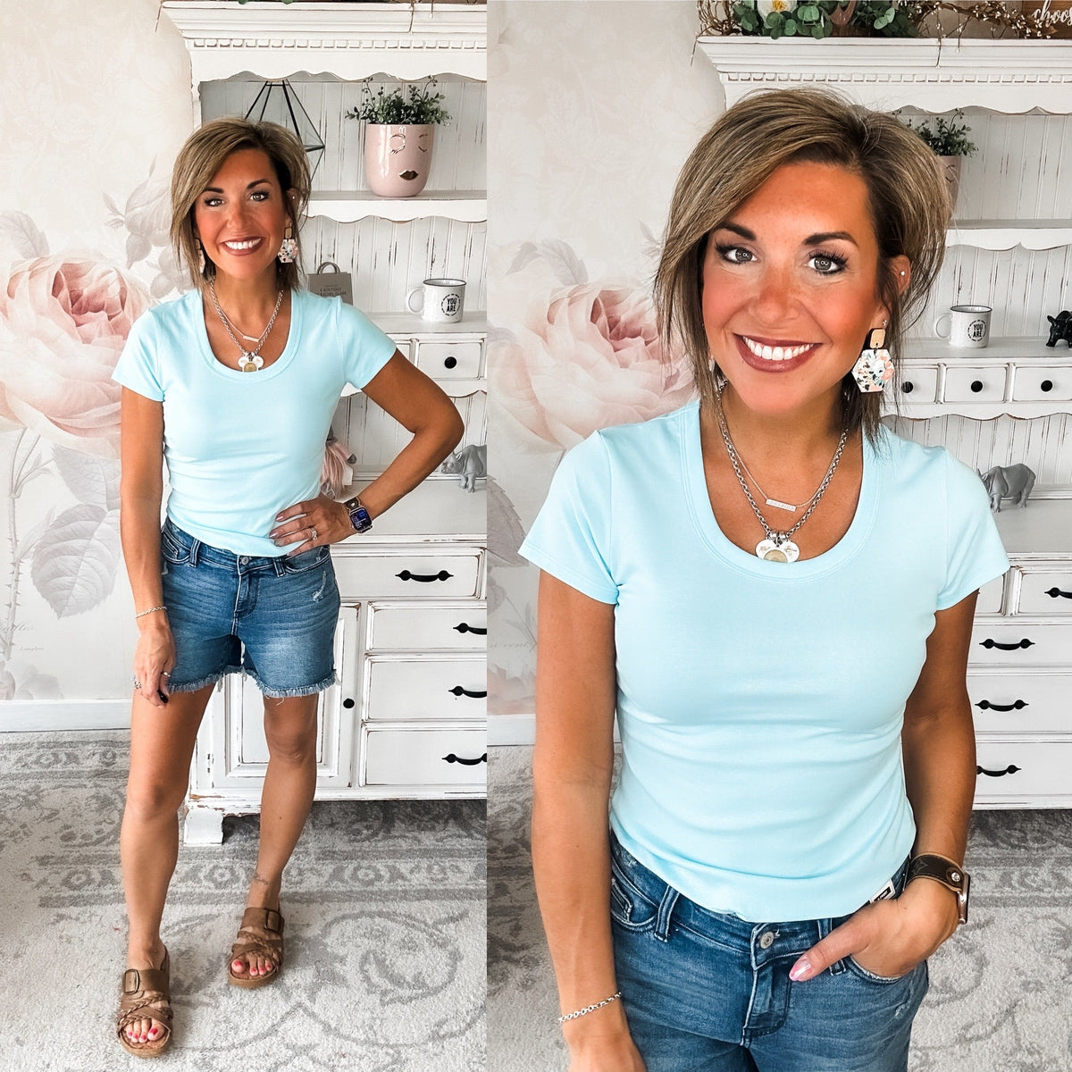 Could Go Back Short Sleeve Tee - Light Blue