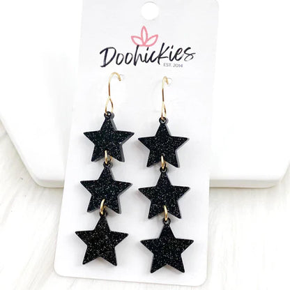 2.75" Shooting Star Drops Earrings - Black