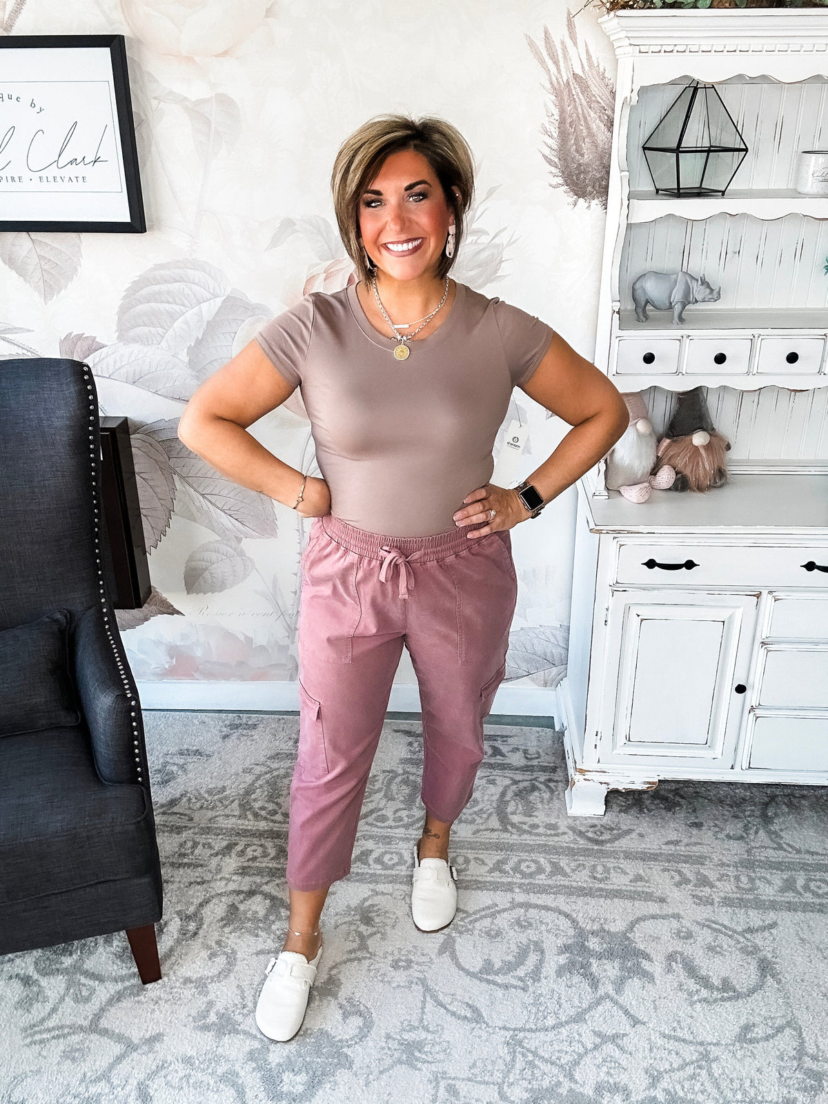 Ampersand Avenue Cargo Crop - Mauve