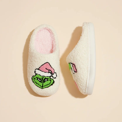 Christmas Green Guy Fuzzy Fleece Slipper