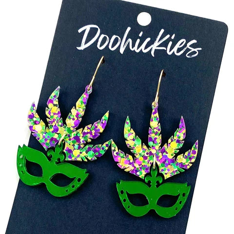 2" Mardi Gras Mask Earrings