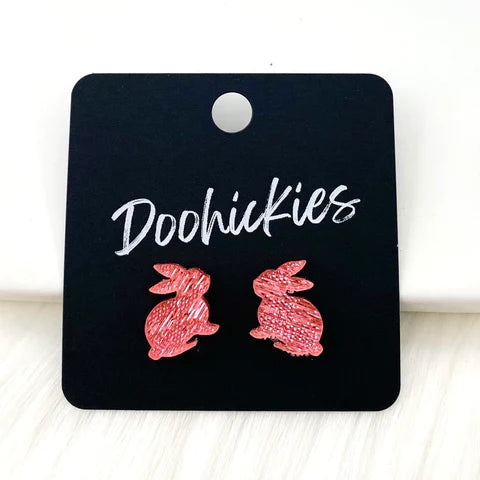 15mm Pink Saffiano Rabbit - Easter Earrings