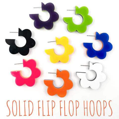 1.5" Flippy Acrylic Hoop Earrings - Purple & Lime