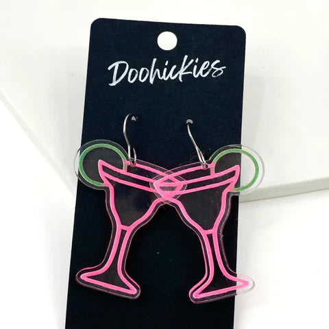 1.75" Cinco De Mayo Neon Margarita Acrylic Earrings