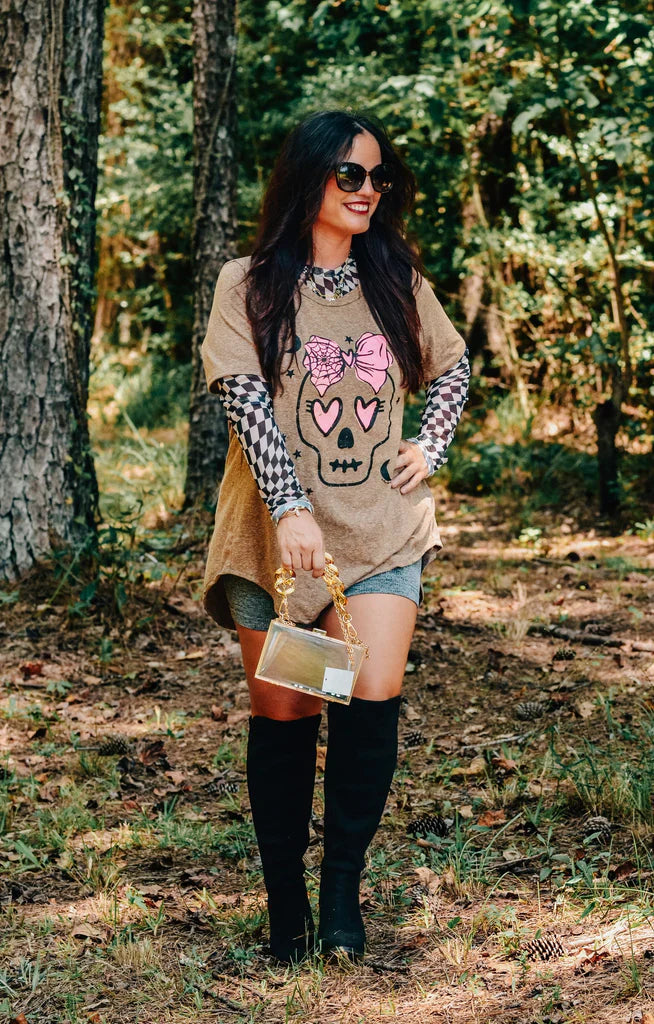 Boujee Skull Scoop Neck Graphic Tee