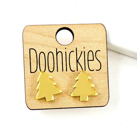 Christmas Tree Stud Earrings - Gold