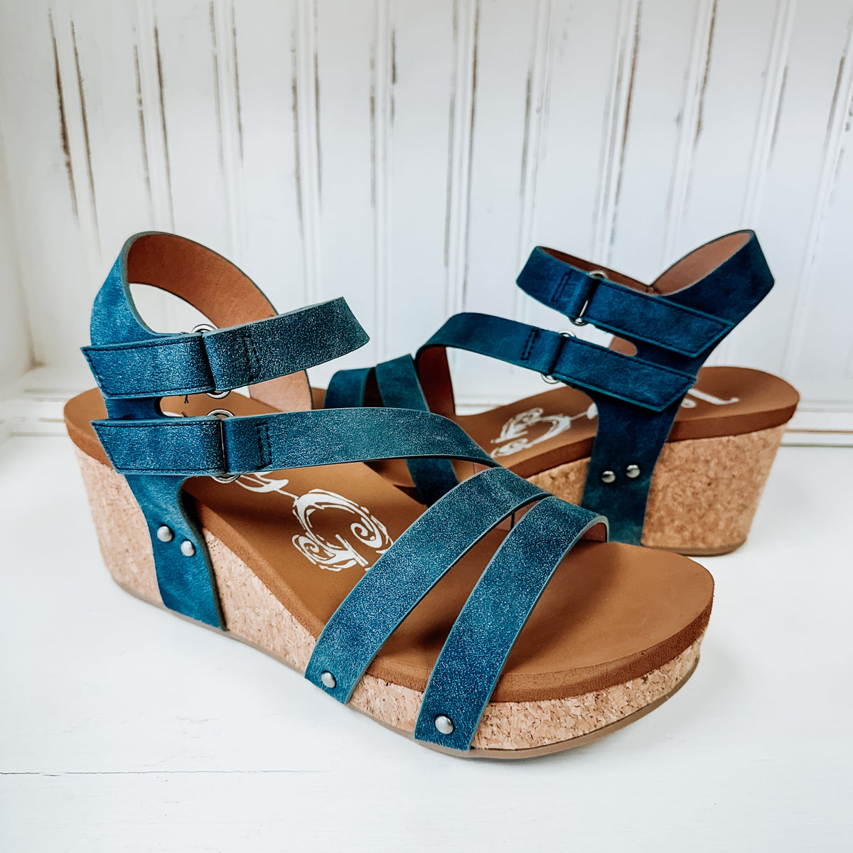 Hariett Wedge Sandal - Navy