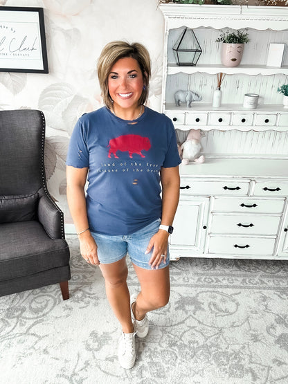 Brave Buffalo Distressed Graphic Tee