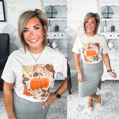 Fall Floral Pumpkin Graphic Tee