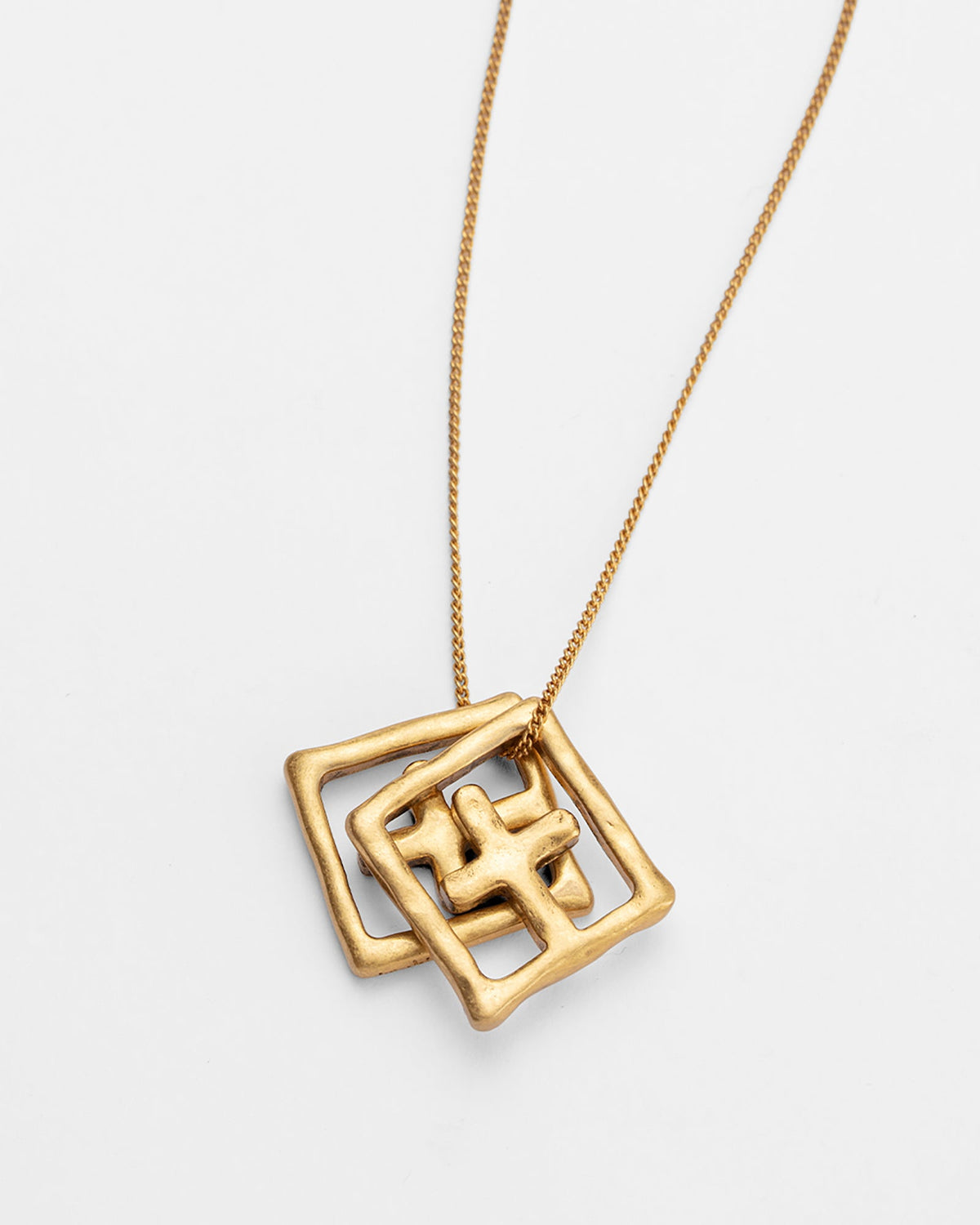 18K AGED BOX CROSS NECKLACE