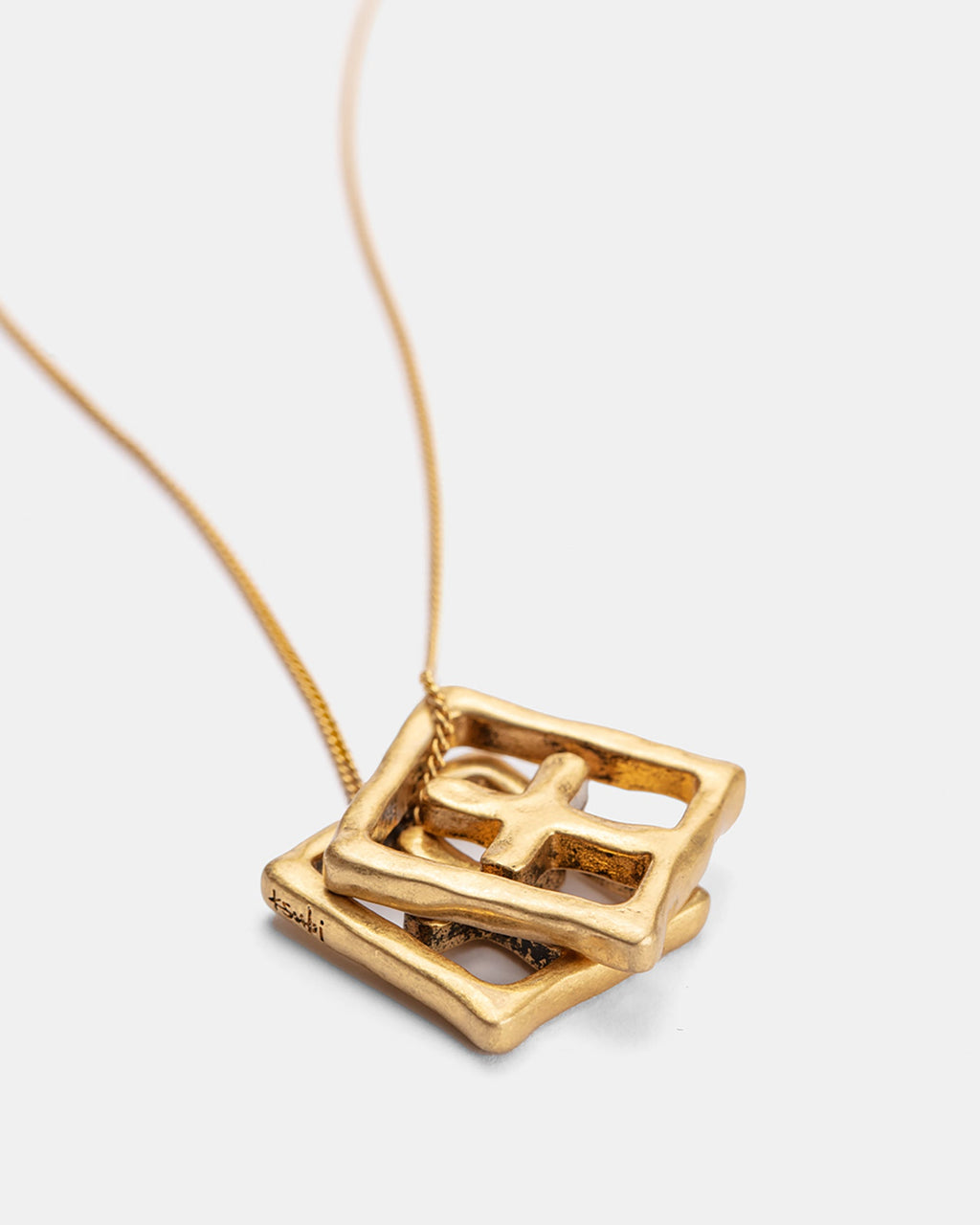 18K AGED BOX CROSS NECKLACE