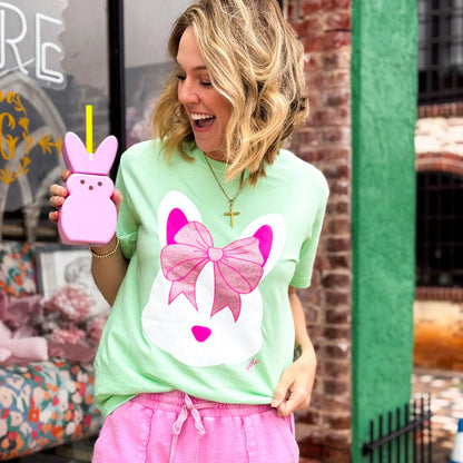 Bunny with a Glitter Bow Graphic Tee