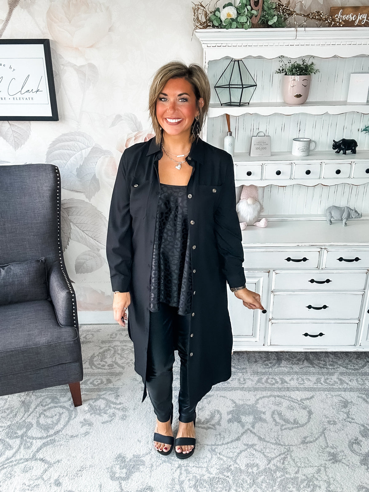 From the Top Button Down Dress - Black
