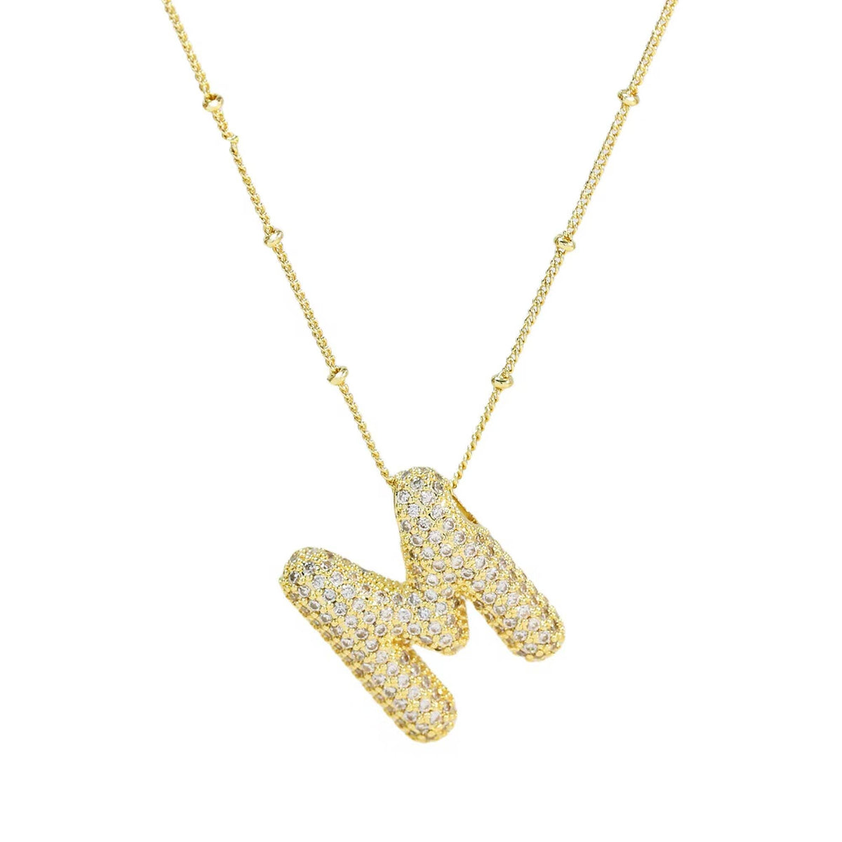 Initial Balloon Bubble 18K Gold Necklace