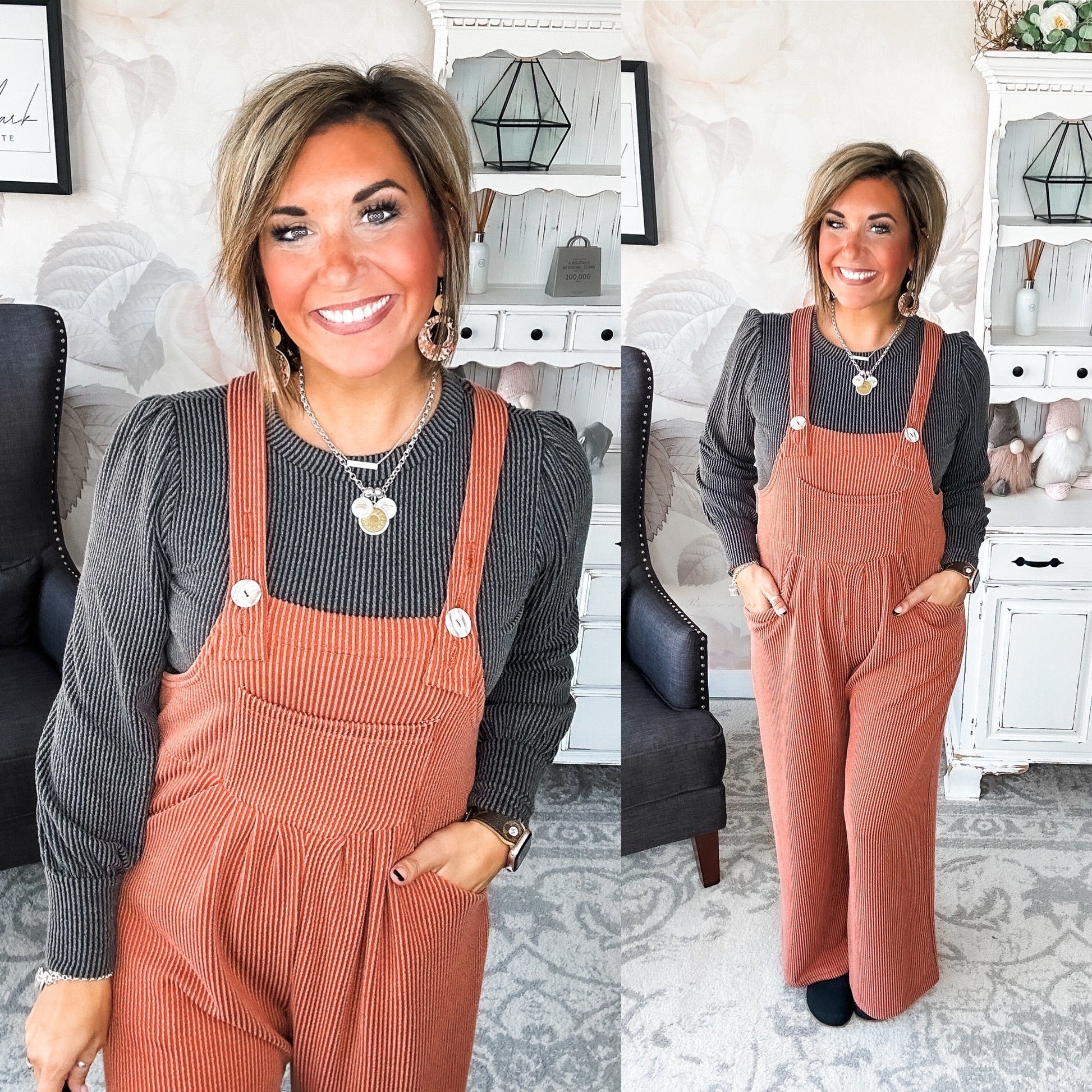 Breaking My Heart Boho Overalls - Rust