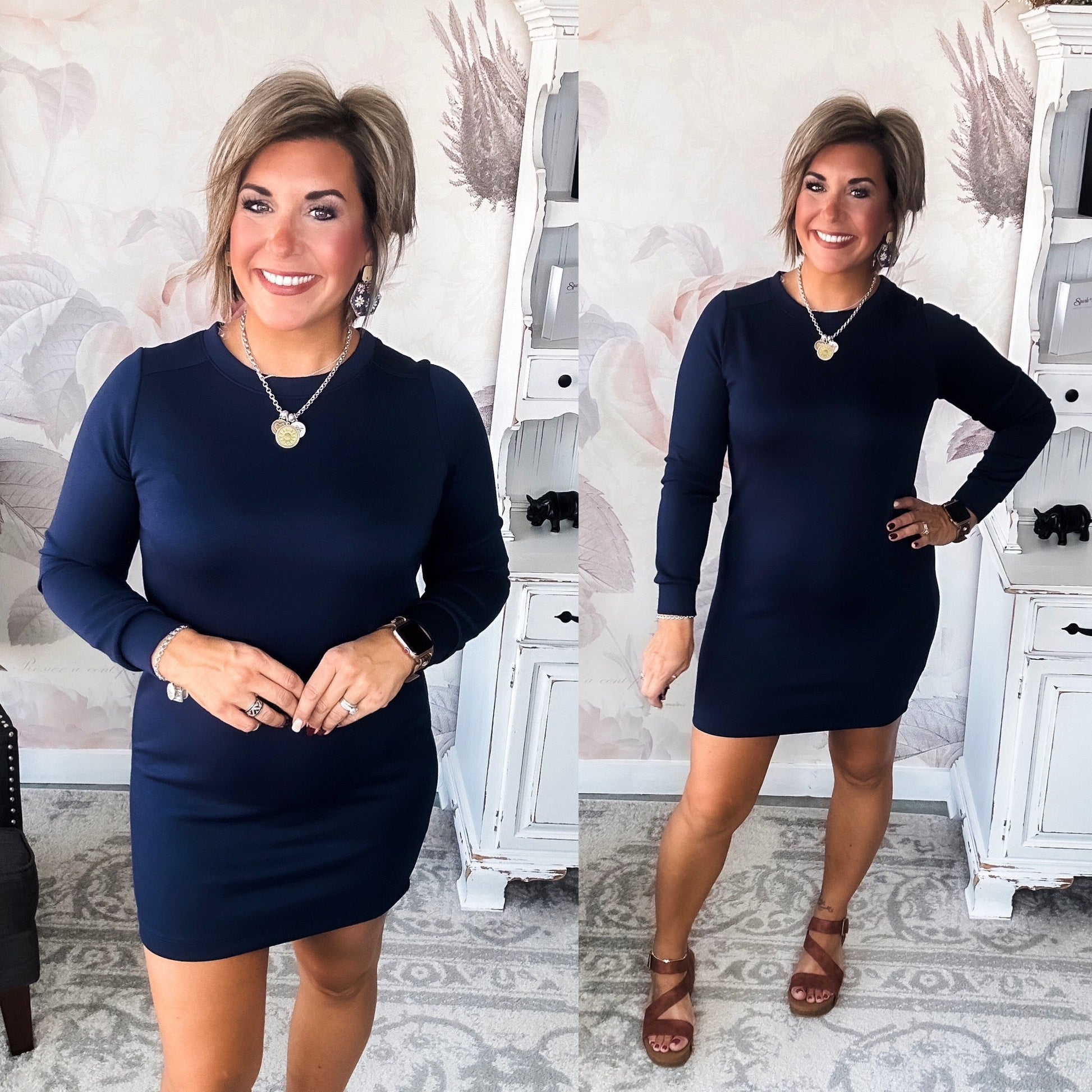 Cozy Up Shift Dress - Navy