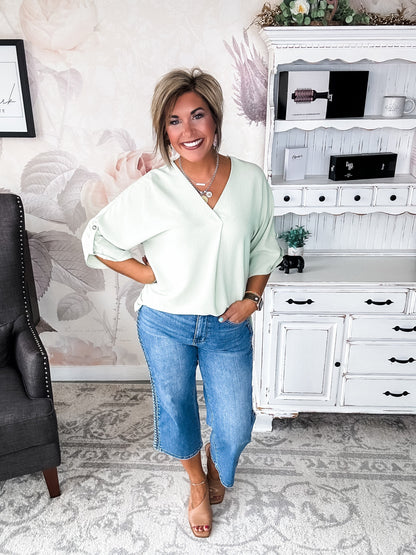 Let Me Work It Blouse - Sage