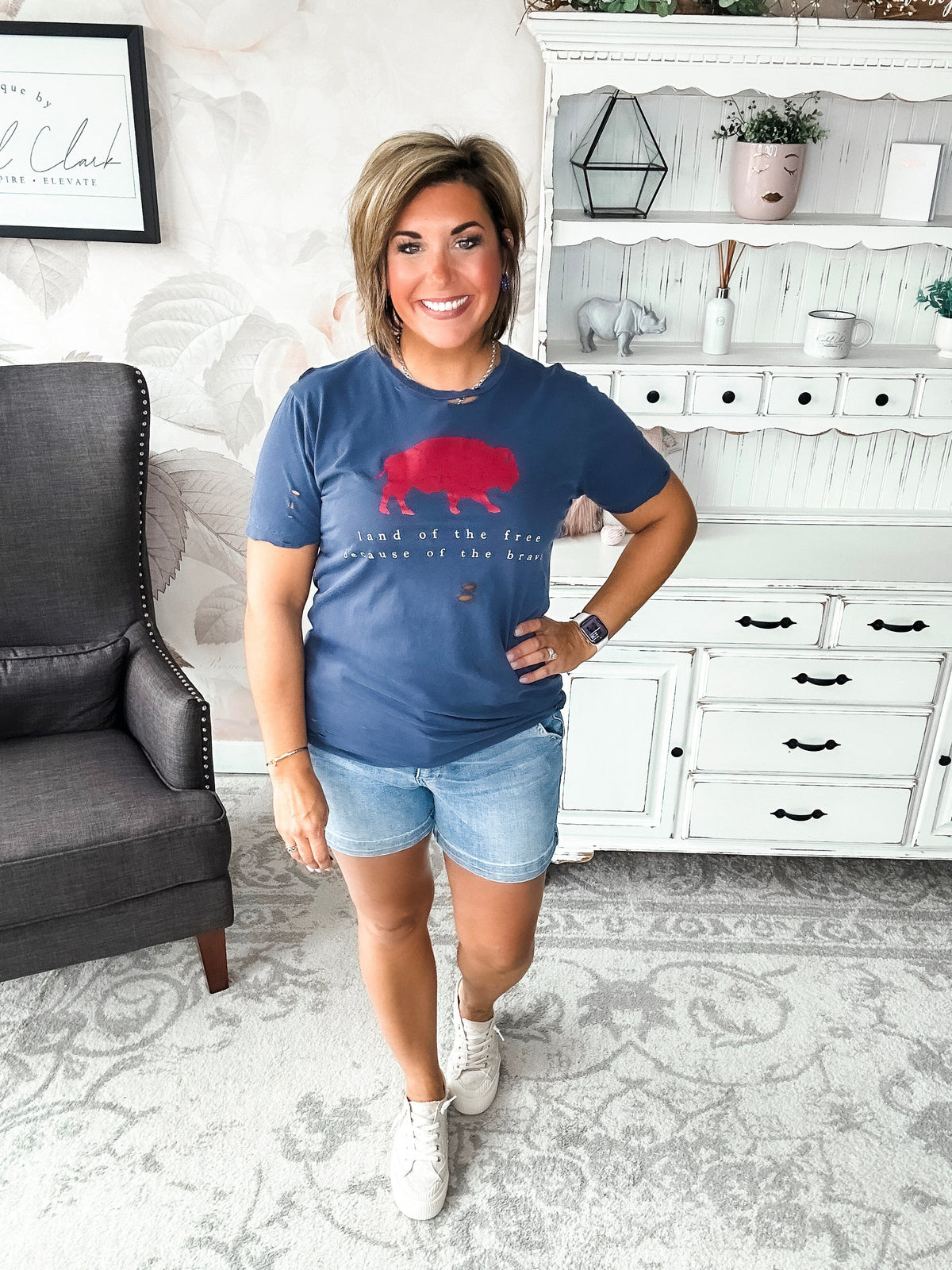 Brave Buffalo Distressed Graphic Tee
