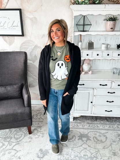 Face the Truth Hooded Open Front Sweater Cardigan
