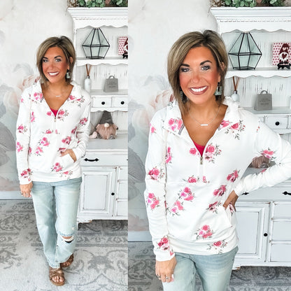Ampersand Avenue Halfzip Sweatshirt - Garden Bloom