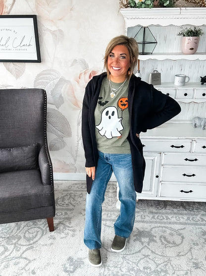 Face the Truth Hooded Open Front Sweater Cardigan