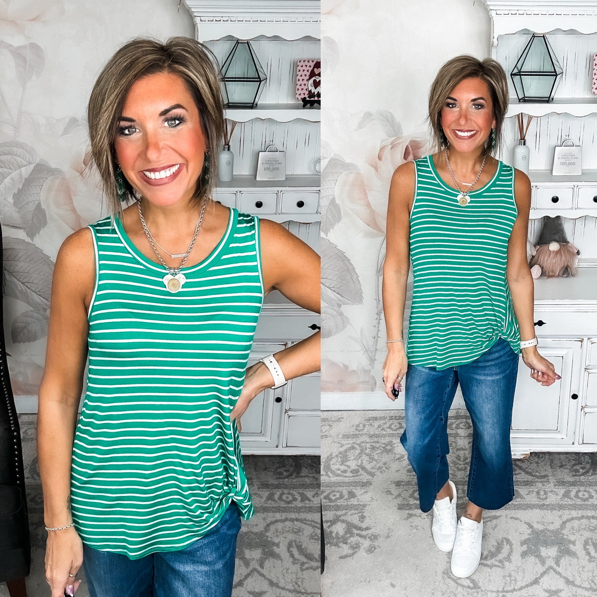 As Fast As I Can Tank - Kelly Green/Off White