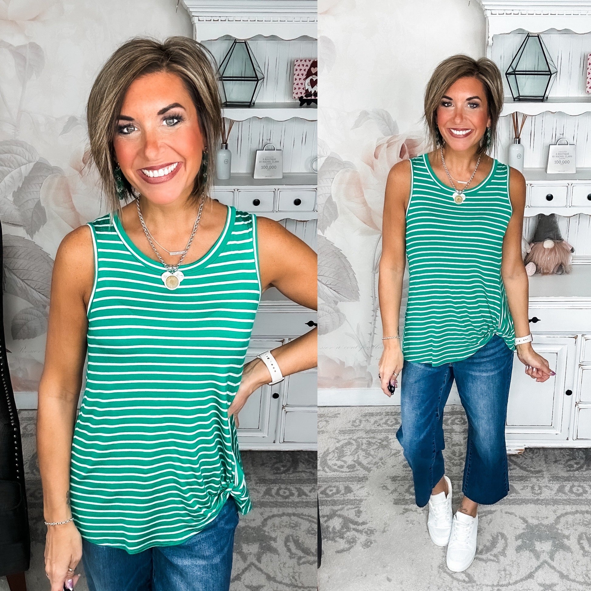 As Fast As I Can Tank - Kelly Green/Off White