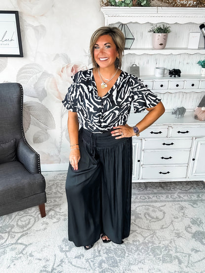Feeling Sassy Zebra Bodysuit - Black