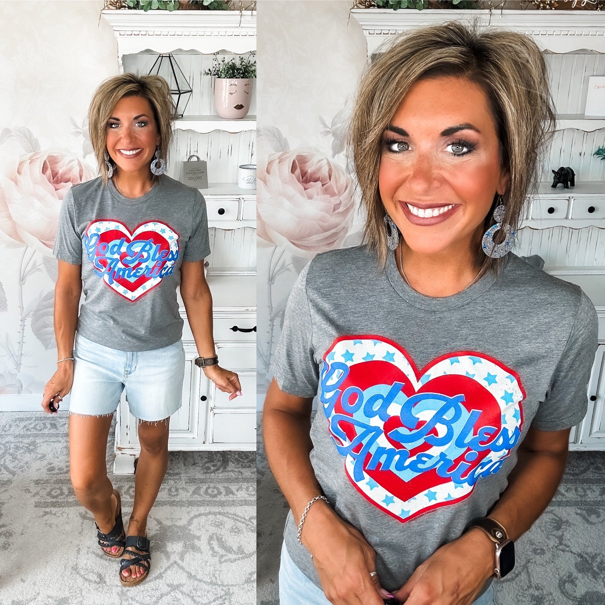 God Bless America Heart Graphic Tee