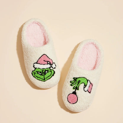 Christmas Green Guy Fuzzy Fleece Slipper