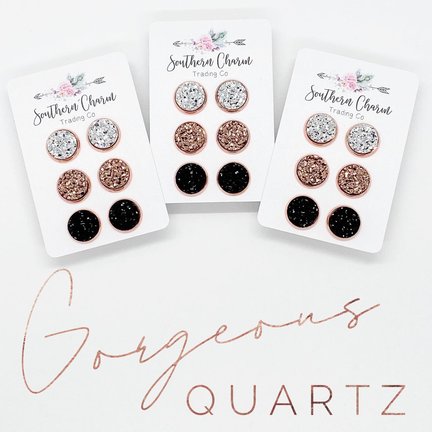 Gorgeous Quartz Triplet Earrings