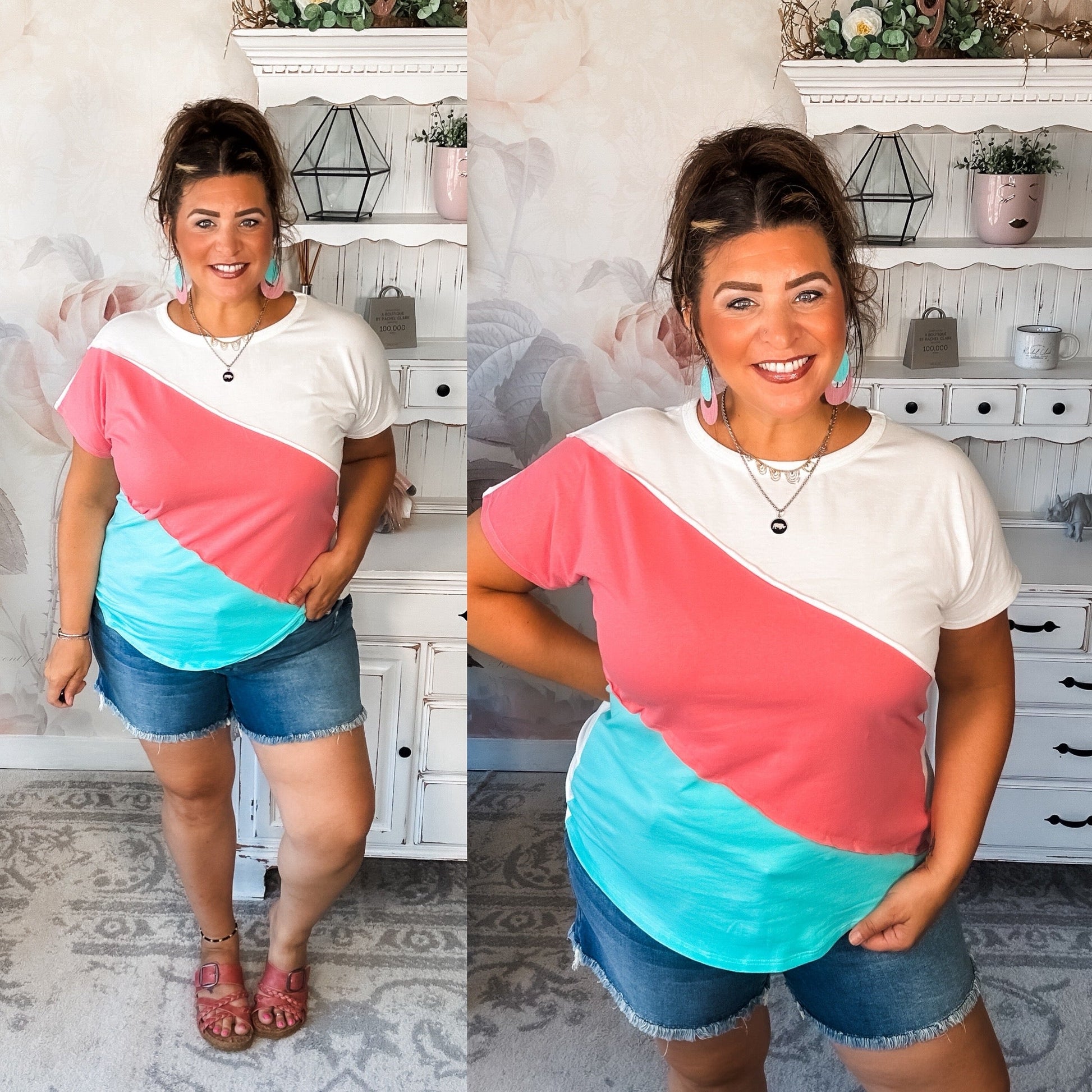 Different Than I Once Was Top - Ivory/Coral/Mint