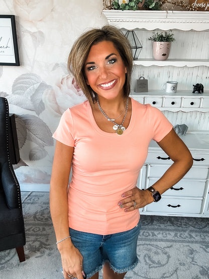 Could Go Back Short Sleeve Tee - Salmon