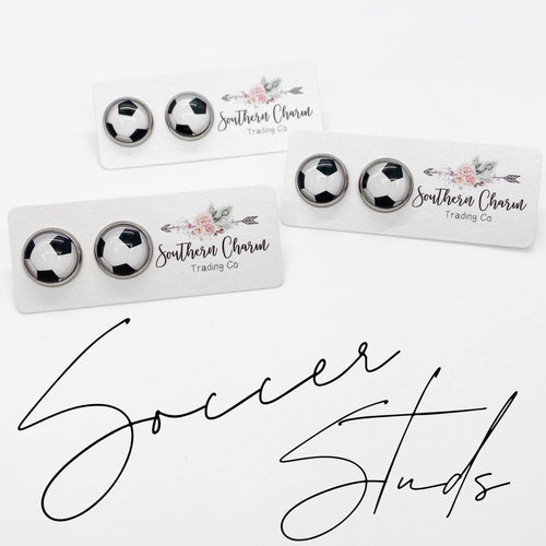 12mm Soccer Stud Earrings