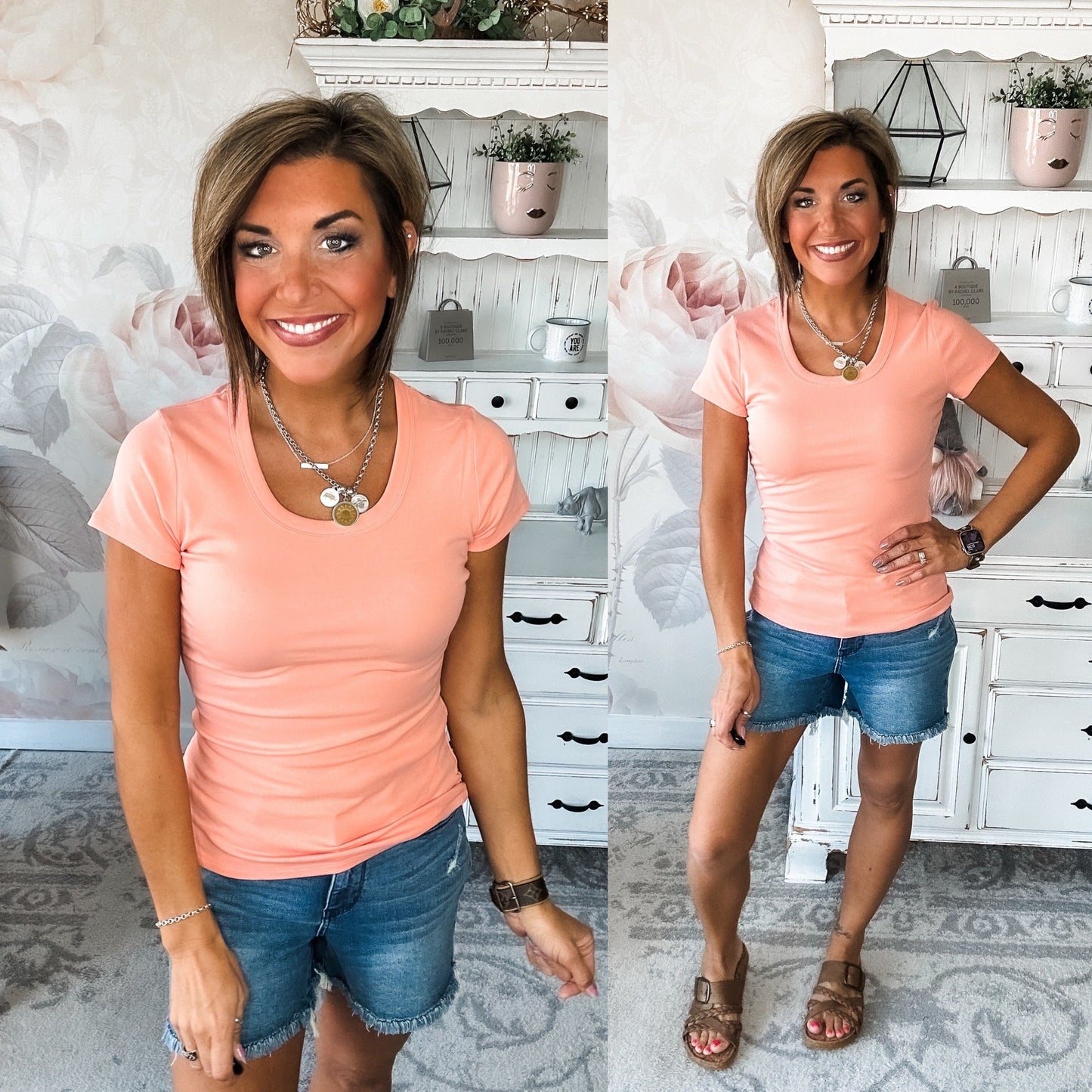 Could Go Back Short Sleeve Tee - Salmon