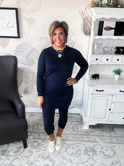 Cozy Up Shift Dress - Navy