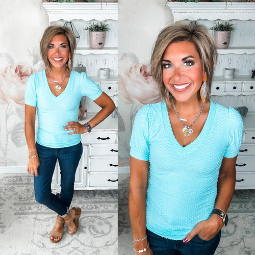 Hello Springtime Swiss Dot Top - Jade