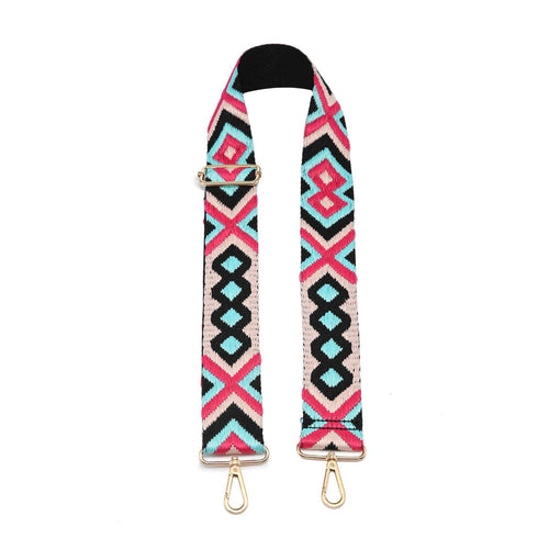 Crossbody Guitar Strap - Bohemian Mint & Fuchsia