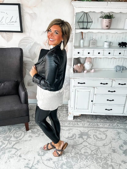 Free to Go Vegan Leather Biker Jacket