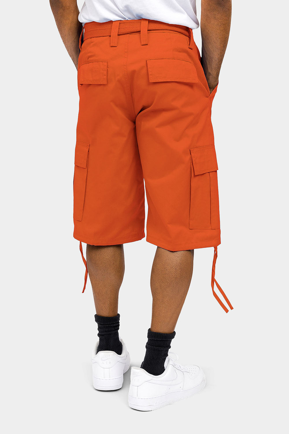 Belted Solid Cargo Shorts