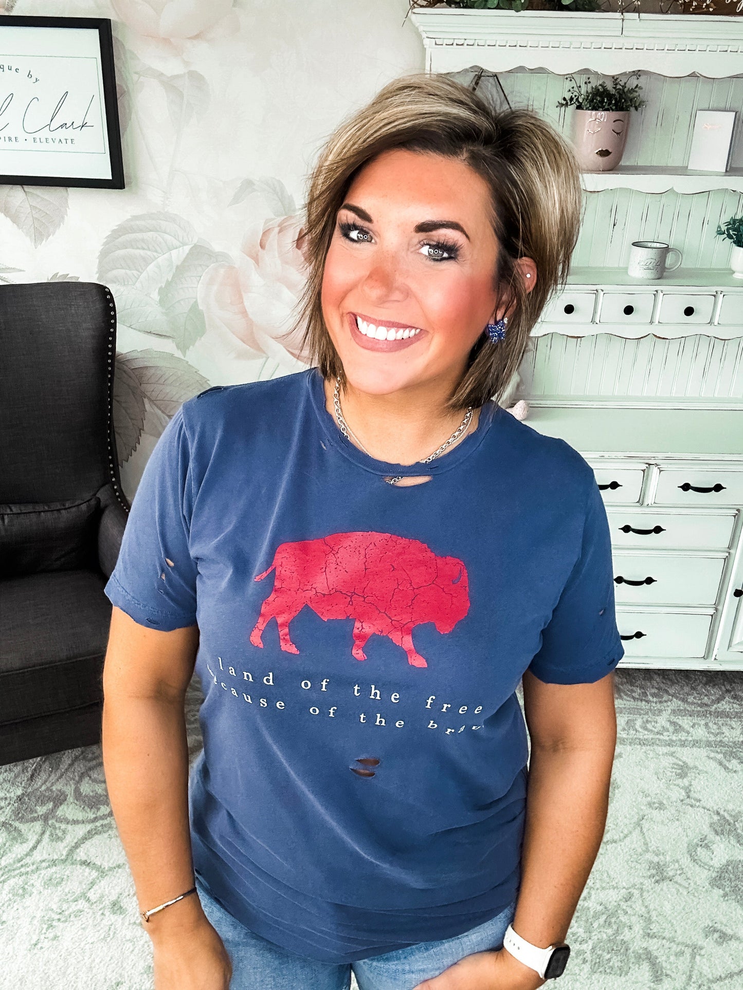 Brave Buffalo Distressed Graphic Tee