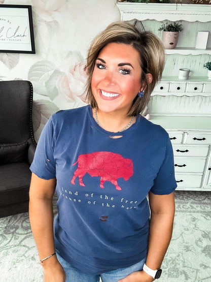 Brave Buffalo Distressed Graphic Tee